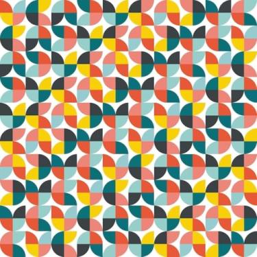 Imagem de Quadro Decorativo de Arte Abstrata com Padrão Geométrico Colorido para Sala e Escritório 30x30cm