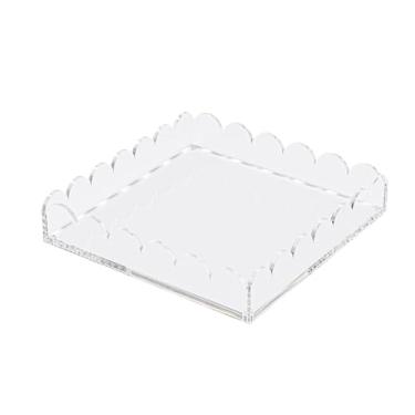 Imagem de Bandeja de exibição de fotos de acrílico transparente recortada de 20 x 20 cm com tapete magnético, fotos ou papel de arte substituível, organizador de joias decorativas para banheiro