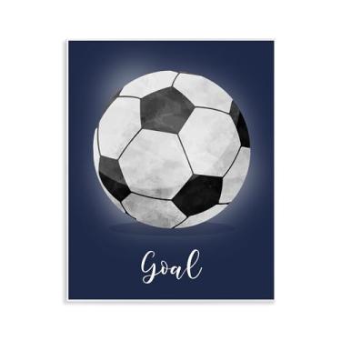 Imagem de Stupell Industries Arte de placa de parede Game On Soccer Goal, design de Christine Simpson Art, 35,5 x 28,5 cm