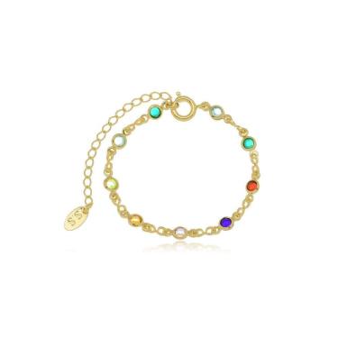 Imagem de Pulseira Infantil Colorida Banhada A Ouro 18K