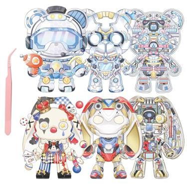 Imagem de ZSYTZL 6 Oversized 3D DIY Stickers, Waterproof Quiet Book with Cyberpunk Style Mechanical Dolls Decorating Mobile Phones Handbooks Water Bottle Stickers for Teens Adult-Mechanical Dolls