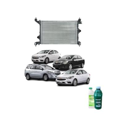 Imagem de Kit Radiador GM Cobalt Spin Prisma Onix 17 Com Aditivo Verde E Água Desmineralizada 1L