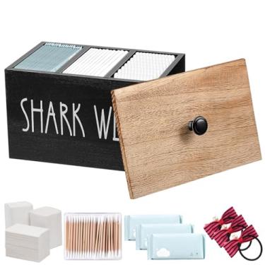 Imagem de STOBAZA Porta-Absorventes Internos Para Banheiro Com Tampa, Organizador De Produtos Femininos Madeira 3 Seções, Recipiente Armazenamento, Caixa Coisas Menina, Cotonete, Absorvente, Fio Dental E Elás