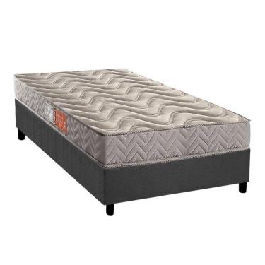 Imagem de Cama Box Solteiro: Colchão Espuma D45 Paropas Pasquale Gray + Base Crc Suede Gray (88x188)