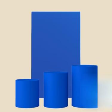 Imagem de Kit Capa De Painel Romano Liso Retângulo Dupla Face Duas Cores E Trio Cilindros De Malha Gel Premium(Azul Royal)