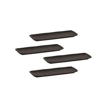 Imagem de Conjunto de Travessas Retangulares Médias Porto Brasil Orgânico Preto Matte 33x13cm - 4 peças