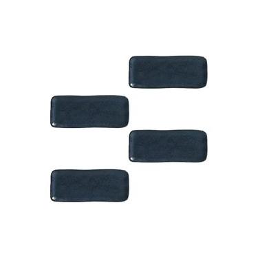 Imagem de Conjunto de Travessas Retangulares Pequenas Porto Brasil Orgânico Night Blue 22x9,5cm - 4 Peças