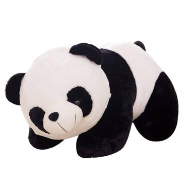 Imagem de Boneca de pelúcia Lying Panda preta e branca 30cm em algodão