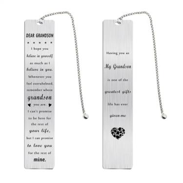 Imagem de Fetiger Presentes de Natal para netos da avó, para o meu neto, marcador de página para o meu neto, para cartão do meu neto da Nana