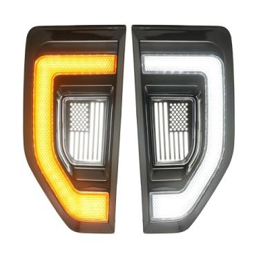 Imagem de Luzes de LED laterais para Ford Maverick 2022 2023 2024 2025, emblema blecaute de ventilação com setas sequenciais e luzes de circulação diurna, acessórios externos DRL (lente transparente)