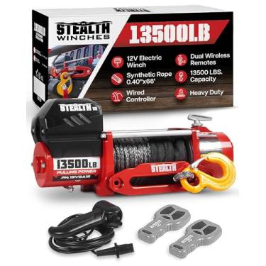 Imagem de Stealth Winches Guincho elétrico de 12 V com corda sintética: acessório essencial para Jeep Wranglers, caminhões, quadriciclos e mais. Controles sem fio