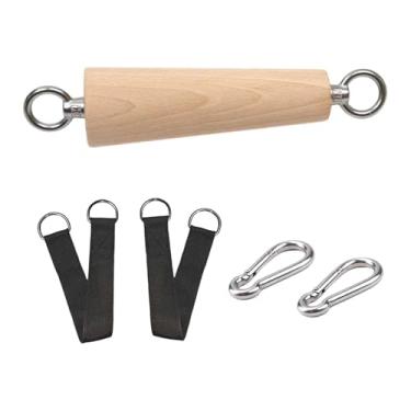 Imagem de Aymzbd Barra de tração com pegas, pegas para escalada com fivelas e tiras, barra de puxada LAT para academia, halteres e kettlebells para adultos, 17cmx5.5cm