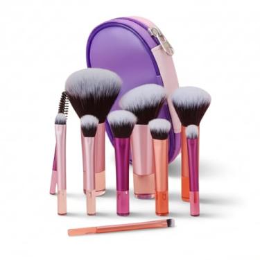 Imagem de Kit 10 Pincéis De Maquiagem Com Estojo Portátil – Cerdas Sintéticas Macias Para Base, Pó, Blush, Corretivo e Sombras – Travel Size Ideal Para Viagem e Uso Diário