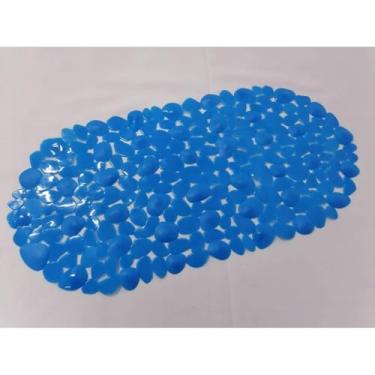 Imagem de Tapete Para Box Antiderrapante com Ventosas Tapete de Banheiro Massageador para os Pés Modelo Retangular (Azul 537)