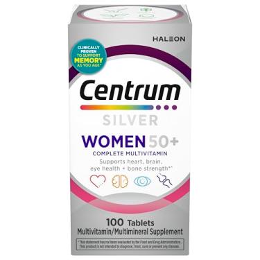 Imagem de Centrum Multivitamínico feminino Silver 50 Plus, suplemento multivitamínico/multimineral com vitamina D3, vitaminas B, ingredientes não OGM, auxilia na memória e cognição em adultos mais velhos - 100