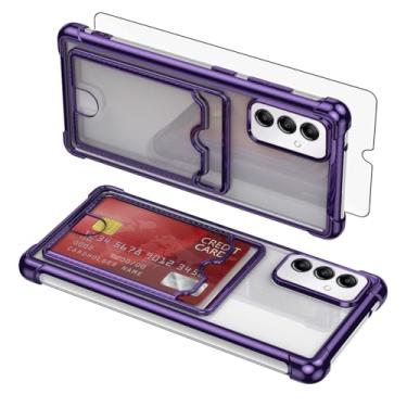 Imagem de Asuwish Capa de celular para Samsung Galaxy A14/M14 5G com protetor de tela de vidro temperado e suporte de cartão rígido híbrido resistente à prova de choque acessórios A 14 4G 14A 14M G5 mulheres