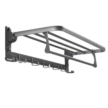 Imagem de Porta Toalha Suporte Toalheiro Banheiro Duplo Aço Inox Premium Retratil 90°Adesivos não porosos