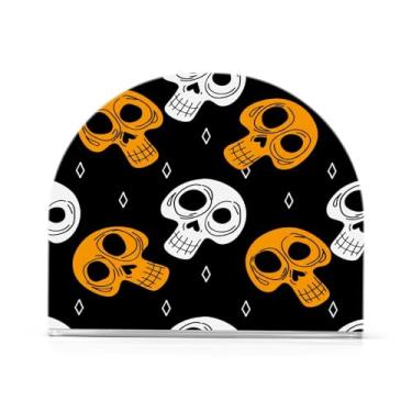Imagem de JUZIHAI Bonito suporte de guardanapo de caveira para mesa dispensador de guardanapo de acrílico suporte de lenços independente para cozinha sala de jantar bar festa decoração de casa