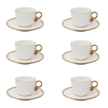 Imagem de Conjunto 06 Xícaras De Cafezinho De Porcelana Egg Branco 90ml Wolff