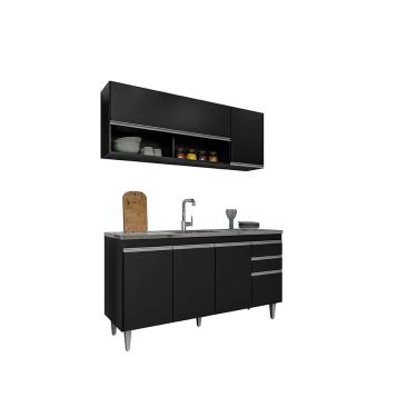 Imagem de Balcão Gabinete Para Pia 150cm 4 Portas Ayla - Ssx Multicoisas Preto