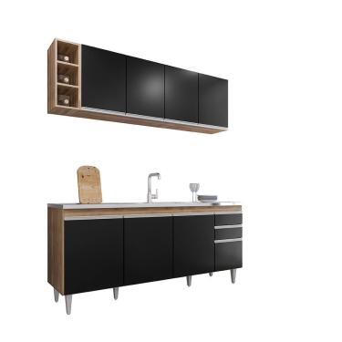 Imagem de Balcão Gabinete Para Pia 180cm 4 Portas ágatha - Ssx Multicoisas Freijó-preto