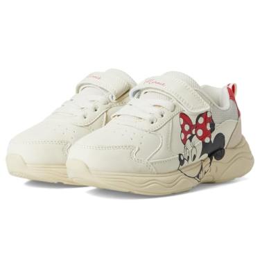 Imagem de Disney Minnie Mouse Tênis infantil – Meninas Bonito Confortável Leve Strap-on Sapatos de Caminhada (Tamanho Criança Pequena - Criança Grande), Off-white, 17