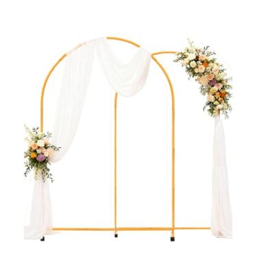 Imagem de Suporte de arco de metal, moldura de arco de casamento de 2 m + 1,8 m, suporte de arco de balão dourado, 2 unidades de suporte de arco de balão para decoração de casamento, festa de aniversário, chá