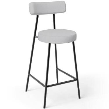 Imagem de Banqueta Baixa Para Cozinha Sala De Jantar Bar Bancada Milão L02 Linho