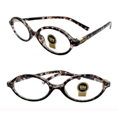 Imagem de Armação Óculos Oval Acetato Leopardo (Leopardo, 4, x, Incolor)