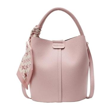 Imagem de Bolsa feminina de couro PU com bolso interno, mini bolsa carteiro de ombro, alça superior para trabalho e uso diário, Rosa, One Size