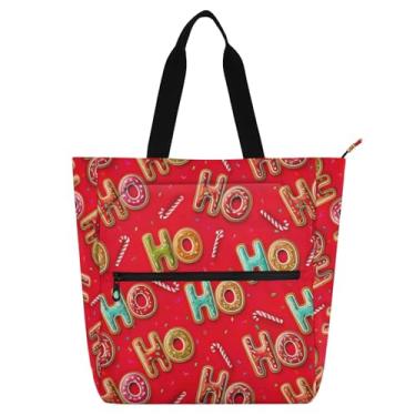 Imagem de Bolachas de gengibre de Natal para crianças com zíper, Oxford, impermeável, bolsa de ombro com vários bolsos