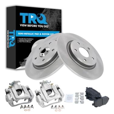 Imagem de TRQ Kit de pastilha de freio traseiro e rotor semimetálico compatível com Ram C/V Volkswagen Routan 2012
