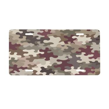 Imagem de Camuflagem verde abstrata placa de licença para a frente do carro placas de carro alumínio metal adequado para caminhão placa de porta de carro bar café acessórios automotivos para homens mulheres 15