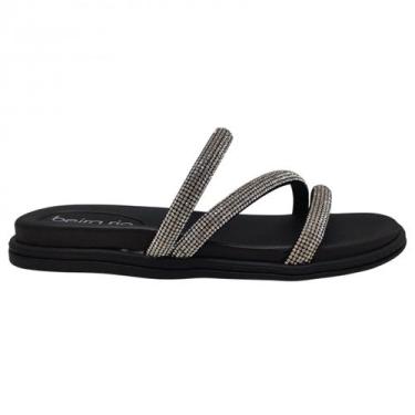 Imagem de Chinelo Papete Beira Rio Casual Feminino Com Strass 8488108, Preto, 37