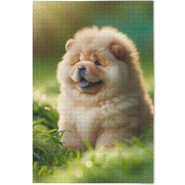 Imagem de Quebra-cabeça de cachorro personalizado Chow Chow Chow para adultos 500 peças cenário arte animal natureza quebra-cabeças elefantes brancos presentes quebra-cabeça, 52 cm x 37,8 cm