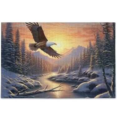 Imagem de Quebra-cabeças de águia com paisagem de neve, 500 peças, presentes para amantes de quebra-cabeças, paisagem, personalizado, jogo de arte, 52 x 37,8 cm