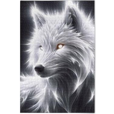 Imagem de Quebra-cabeças personalizados lobo preto e branco 1000 peças adultos arte boba divertida decoração de arte pintura, 75 x 50 cm