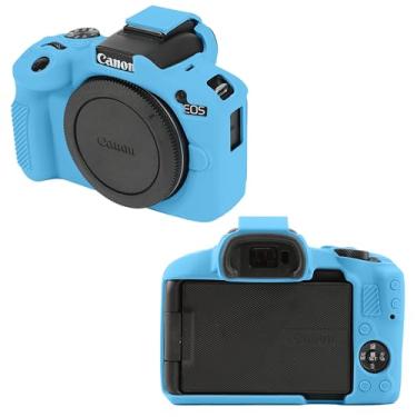 Imagem de Leayjeen Capa protetora de silicone compatível com câmera Canon EOSR50, câmera R50, capa protetora de silicone macia, com capa de lente removível para fotografia (azul marinho)