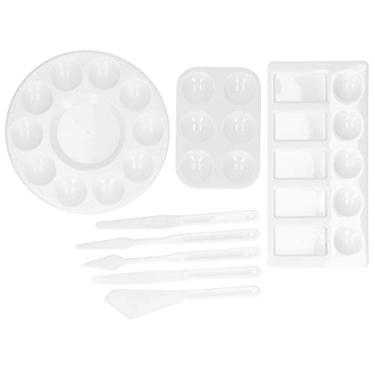 Imagem de Conjunto de paleta de raspador de pintura de plástico 8 peças reutilizáveis ​​e fáceis de limpar ferramentas de mistura de cores para artistas profissionais Kit de pintura a óleo
