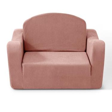 Imagem de aodisman Thick Comfy Toddler Chair and Couch for Kids,2-in-1 Kids Couch That Fold Out for 1-3 Years Old,Convertible Couch to Lounger for Toddler,Pink