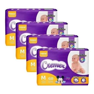 Imagem de Fralda Cremer Hiper Tamanho M Com 4 Pacotes 272 Fraldas - 4 á 9 Kg