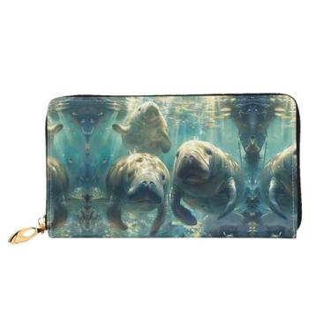 Imagem de XLLingL Carteiras de cartão de crédito impressas, bolsas longas de couro femininas, carteiras com zíper, carteira de viagem simples