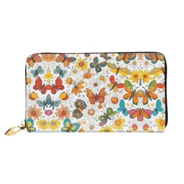 Imagem de XLLingL Carteiras de cartão de crédito impressas, bolsas longas de couro femininas, carteiras com zíper, carteira de viagem simples