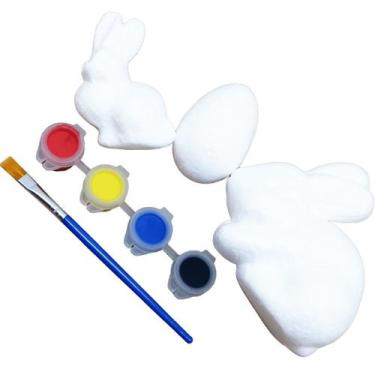 Imagem de Kit 12 Coelhos Com Ovos Páscoa Em Isopor Para Pintar Tintas - Genérico
