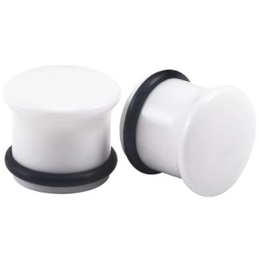 Imagem de Uqnwbdq Tampões de ouvido sólidos de 8G-12 mm para mulheres e homens, alargadores, alargadores, alargadores, com anel de vedação expansor, piercing corporal, joias, preto, branco, opalita transparente