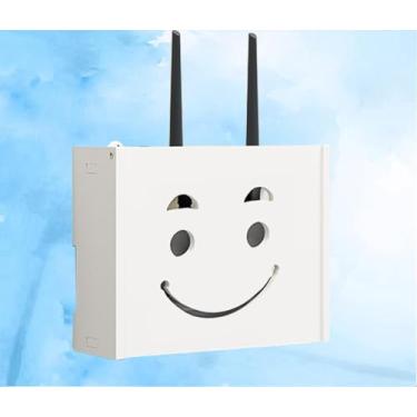 Imagem de WUHUQN Prateleira de roteador montada na parede, caixa de armazenamento WiFi, prateleira de parede para caixa de cabos, rack de armazenamento de roteador Wifii, B-22 x 20 x 8,5 cm
