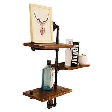 Imagem de Prateleiras flutuantes, estilo retrô, prateleiras de exibição de parede, design industrial, prateleira de metal para quarto, sala de estar, cozinha, banheiro