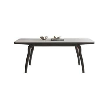 Imagem de Mesa de jantar de ardósia de madeira maciça, mesa de jantar, moderna, simples, retangular, branco, ardósia, mesa de jantar, mesa de escritório em casa, mesa de cozinha moderna