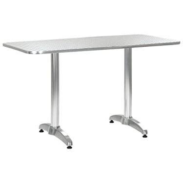 Imagem de Mesa de jantar elegante, mesa de metal para pátio, mesa de centro lateral retangular para cozinha, jardim, quintal ou pátio, mesa de pátio prata 60 x 59 x 70 cm alumínio (prata 120 cm x 60 cm