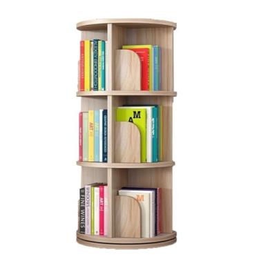 Imagem de Prateleira giratória de madeira maciça, estante simples de chão para sala de estar em casa (cor: 46 x 46 x 130,8 cm branco quente) (39 x 39 x 99 cm, cor branca quente)